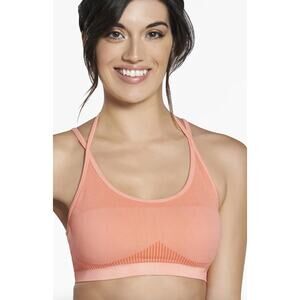 Fabletics‎ Sevan Seamless Sports Bra Pink Grapefruit Strappy Light Support Large